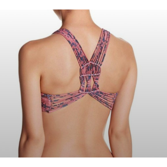 Dolce Vita Women's Macrame Bralette Bikini Swim Top Rose Large NEW - Picture 3 of 6